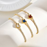 Stainless Steel Tennis Chain Heart Shape Zircon Bracelet for Women, Elegant 18K Gold Plated Adjustable Waterproof Tarnish-free