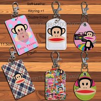 This is a monkey Paul Frank Card Holder With Keychain Executive Protection For Bank Credit Subway Bus Case