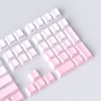 Pink gradient side printed keycaps engraved 130 + keys full set mechanical keyboard keycaps for 61 68 75 87 98 104 108 keys
