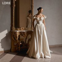 LORIE Vintage Ivory Wedding Dresses Pleats Off The Shoulder Bride Prom Gown Draped A-Line Bridal Gowns Customized