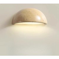 Lampa Ścienna Retro Wabi Sabi Żółty Travertyn Lampka Nocna Nordic Półokrągła Lampa Ścienna do Salonu Przedpokoju
