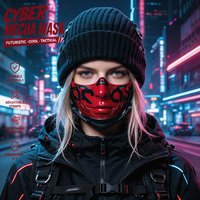 JAUPTO Halloween Cosplay Half Face Mask Cyberpunk Mecha Design Elastic Adjustable Straps Breathable Face Cover