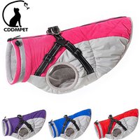 Veste d'hiver chaude et épaisse pour chien avec harnais, vêtements imperméables pour chien, gilet pour chiot, pour chiens de petite et grande taille, costumes pour labrador, manteaux pour husky.