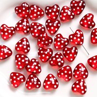 10pcs 14mm Drop Oil Red Heart Shape Beads Glass Loose Beads For Jewelry DIY Making Bracelet Necklace Accessories