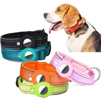 Anti-Lost Dog Collar Waterproof Airtag Protective Case Reflective Pet Necklace for French Bulldog Pitbull, Large Dog Accesories