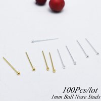 100pcs/lot 1mm 925 Sterling Silver Mini Ball Nose Studs Tiny Nose pin Thickness 0.4mm Length 10 mm Nariz Piercing Jewelry
