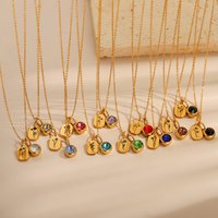 Vintage Waterproof Gold Plated Choker Necklaces Stainless Steel 12 Month Flower Zircon Birthstone Pendant Necklace Set Jewelry