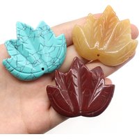 Natural Semi-precious Stone Pendant Maple Leaf Opal Crystal Grey Agate Charms for Women Jewelry Making DIY Necklace Accessories