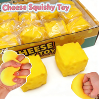 Squeeze Cheese Cube Toy Stress Relief Squishy Soft Ball Slow Rebound Relief Anxiety Fidget Toy for Kids Adults ADHD Autism Gifts