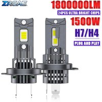 2pcs H7 H4 LED Headlight Bulbs Canbus 1:1 Mini Size Car Light 1800000LM 1500W Super Bright Wireless Turbo Fog Lamp 6000K 12V 24V