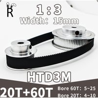 20T 60T HTD 3M Timing Belt Pulley Set Belt Width 15mm Reduction 1:3 20Teeth Synchronous Wheels Set 3M 60Teeth Timing Pulley Kit