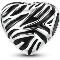 925 Sterling Silver Charms Bead CZ Zircon Zebra Striped Heart Dangle Fit Original Bracelet DIY Women Jewelry Gift