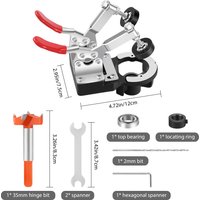 Metal Concealed Hinge Jig, 35MM Cabinet Hinge Jig Drilling Hole Puncher with Quick Clamp, Accurate Hinge Drill Jig Woodworking