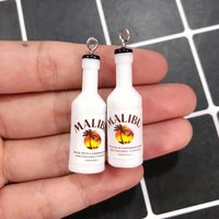 10pcs/pack 3D Coconut Wine Bottle Resin Charms Cute Mini Drinks Bottles For Earring Keychain DIY Jewelry Making