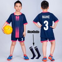 Kids Football Jersey Free Custom Name # Boy Soccer Jerseys Set Polyester Soccer Uniform Breathable Football Uniform For Children