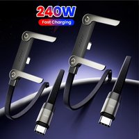 Foldable braided data cable with stand, 240W Type-C to Type-C fast charging cable, Type-C data cable with stand function.