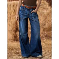 Vintage High Waist Baggy Wide Leg Jeans Casual Loose Denim Trousers