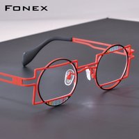 FONEX Pure Titanium Glasses Women New in Brand Design Retro Vintage Round Eyeglasses Ultralight Japanese Fashion Eyewear 85929