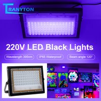 50W 100W Zewnętrzna lampa LED UV z czarnym światłem, wodoodporna IP65, 395nm, z wtyczką, świecąca w ciemności, idealna na Halloween, do malowania ciała, na scenę, do ogrodu, lampa atmosferyczna.