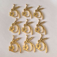 3pcs Gold Color Hummingbird Flower Fit DIY Tassels Earring Necklace Stainless Steel Pendant Charms for Jewelry Making Accessorie