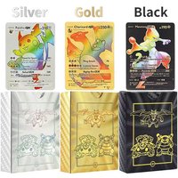 55Pcs Pokemon Cards Gold Foil Golden Letters English Version Rainbow Vmax EX GX Black Silver Card Pikachu Batt Series Gifts