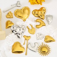 4pcs Stainless Steel Gold Plated Heart Charms Punk Sun Hearts Pendant for Women DIY Necklace Earring Jewelry Making Wholesale