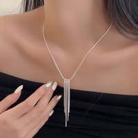 New S925 Silver Sparkling Long Choker Snake Bone Chain Tassel necklace For Women Simple Party Fine Jewelry Gift Wholesale