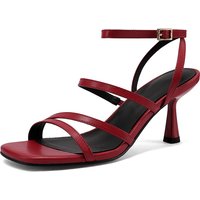 SmallHut New 2026 Trend Ankle Strap Sandals Summer Women Sexy Party High Heel Red Black Light-Yellow Beige Apricot Buckle Sandal