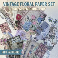 100 Sheets Retro Purple Blue Floral Scrapbook Paper European Garden Style Background Paper For Journal Collage DIY Decoration