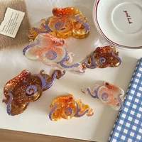 1 Piece of Ocean Wind Octopus Resin Clip,Colorful Octopus Back Hair Clip,Women's Half Tied Hair,Coiled Hair,Shark Clip