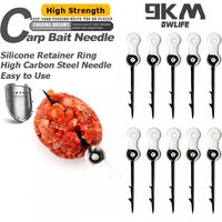 9KM Barbed Silicone Bait Keeper 15-30pcs High Carbon Steel Needle for Carp Fishing Straight Handle Barbed Hook Fishing Tackle