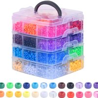 3600Pcs Pony Beads, 24 Colors Kandi Beads Bulk for Bracelets, Hair Braiding, DIY Jewelry & Christmas Gifts