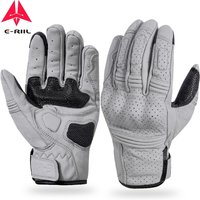 Retro Echt leder Motorrad handschuhe Moto wasserdichte Handschuhe Voll finger Guants Motorrad Schutz handschuh Motocross Handschuhe grau