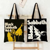 Band B-Black Sabbath Storage Bags Double-Sided Print Canvas Tote Bag Fashion Large Capacity Women's Shoulder Handbag