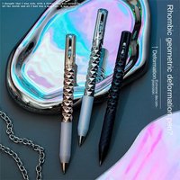 1Pcs Metal Geometric Deformation Neutral Pen 0.5mm Decompression Black Quick Drying Trend Neutral Pen Student Writing Stationery