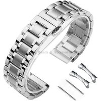 Curved End Metal Watch Band 12/13/14/16/17/18/19/20/21/22/23/24mm Bracelet for Longines Stainless Steel Wrist Band Replacement