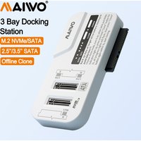 MAIWO 3 Bay 2.5/3.5 Inch HDD Case M.2 NVMe/SATA SSD Enclosure With Offline Clone USB3.2 Type-C Gen2 10Gbps External HDD/SDD Case