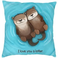 Kawaii Couple Otter Throwing Shell Pillow Decoration Cute Living Room Otter Mat Square Sofa Dakimakura Pillowcase