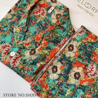 Novelty Print Flower Men Pajamas Set Loungewear Spring Summer Ice Silk Sleepwear Pijamas Suit Loose Casual Home Wear Nightwear
