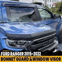 Window Visors Bonnet Guard For Ford Ranger T7 T8 2015-2022 Wildtrak Raptor XLT XLS XL Double Cab Rain Guards Hood Protector