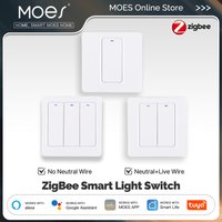 MOES ZigBee Smart Light Switch Tuya Neutral Wire Optional | Magnetic Relay | App/Voice Control | Works with Alexa & Google Home