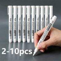 2-10pcs Waterproof Metal Marker Permanent White Paint Pen Washing Art Painting Graffiti Pens Fabric Wood Leather Marker1MM