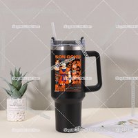 Cartoon Anime Dragons Balls Print Large Capacity Cups Straw Bottle with Handle 304 Stainless Steel Vacuum Insulated Cups Gifts