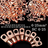 25/50/100 Stück Kupfer-Ringkabelschuhe, blanker Kabelverbinder, elektrische Crimpklemmen SC6-6 SC6-8 SC10-6 SC10-8 SC16-6 SC16-8 SC25-6