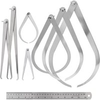 8pcs Stainless Steel 4 / 8 / 10 / 12 inch Bent Leg Calipers Pottery Inside Outside Vernier Caliper Measuring Tools