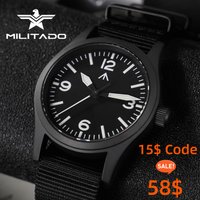 Militado Neue ML05 PVD Schwarz Quarz Armbanduhr VH31 Uhrwerk Saphirspiegel BGW9 316L Gehäuse Wasserdicht 38 mm Vintage Uhr