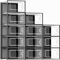 1-8PCS Transparent Plastic Stackable Shoe Storage Boxes for Closet Linked Design Sports Shoe Organizers Foldable