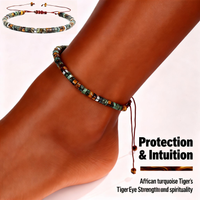 Summer cute jewelries nature stone bileklik Daily Commute high quality Protection Intuition anklet for women Adjustable rope 3.8