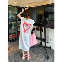 Summer New Printing Loose T Shirt Dress Round Neck Sleeveless All-match Casual Dresses Fashion Simplicity Women Clothing