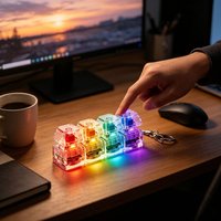 4-Button Fingertip Keyboard Keychain RGB Light Fidget Toy Stress Relief Decompression Calming Toys for Adults Office Desk Gifts